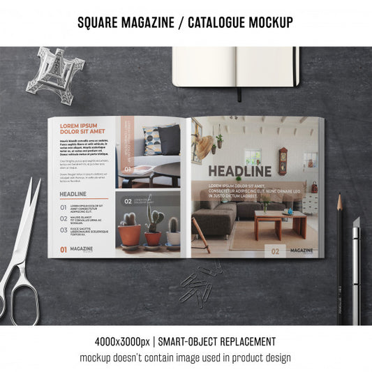 Free Creative Square Magazine Or Catalogue Mockup Psd