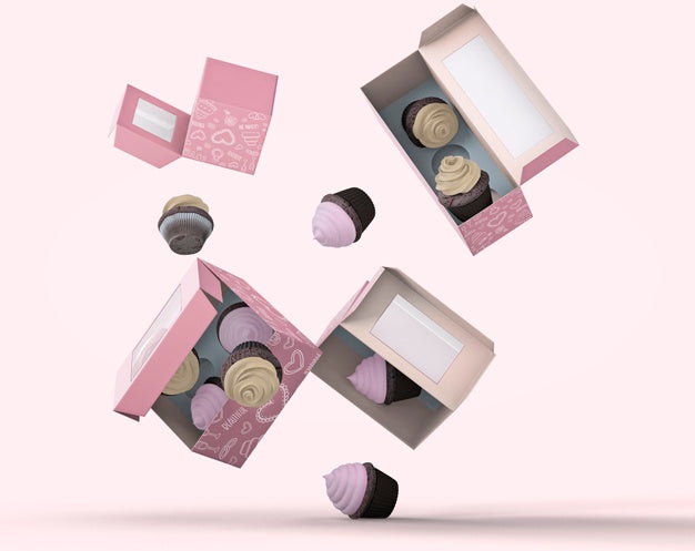 Free Cupcake Packaging And Branding Mockup Psd