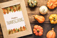 Free Cute Autumn Pumpkins With Happy Thanksgiving Mock-Up Psd