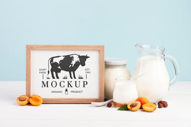 Free Dairy Arrangement With Frame Mock-Up Psd