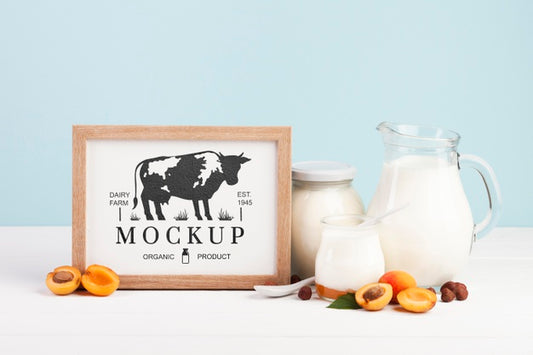 Free Dairy Arrangement With Frame Mock-Up Psd
