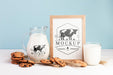 Free Dairy Mock-Up With Milk And Cookies Psd
