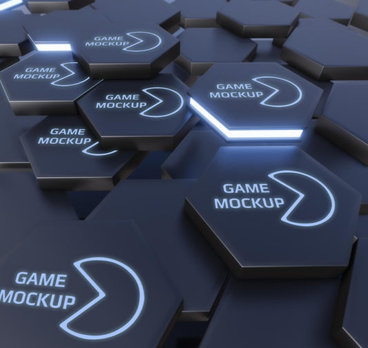 Free Dark Shapes With Glowing Logo Psd