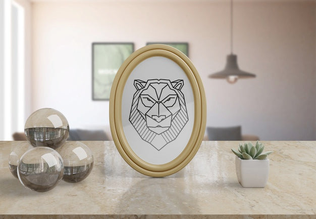 Free Decorative Frame Mockup On Table At Home Psd