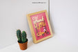 Free Decorative Photo Frame Mockup With Cactus Psd