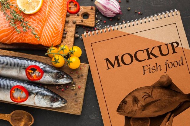 Free Delicious Fish Food Arrangement Top View Psd