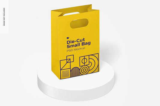 Free Die-Cut Small Paper Bag Mockup Psd