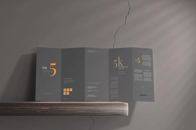 Free Dl Size Five Fold Brochure Mockup Psd