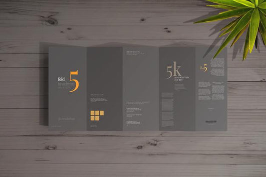 Free Dl Size Five Fold Brochure Mockup Psd