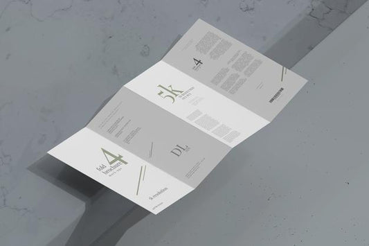 Free Dl Size Four Fold Brochure Mockup Psd