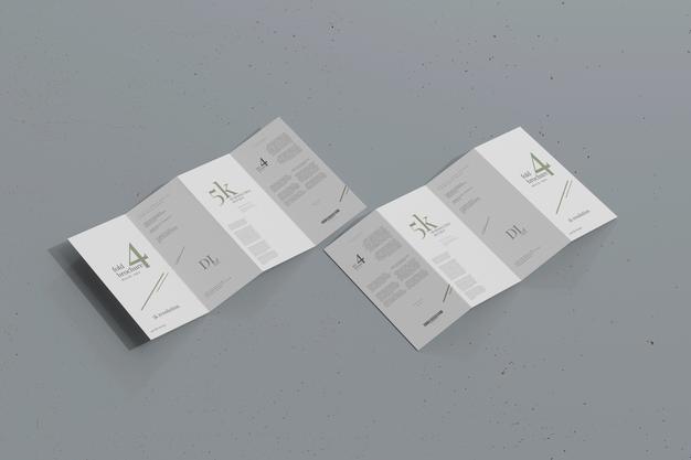 Free Dl Size Four Fold Brochure Mockup Psd