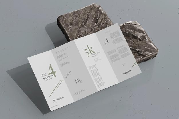 Free Dl Size Four Fold Brochure Mockup Psd
