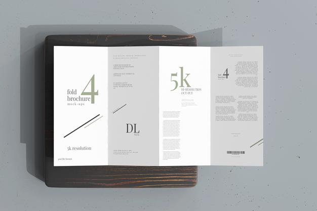 Free Dl Size Four Fold Brochure Mockup Psd