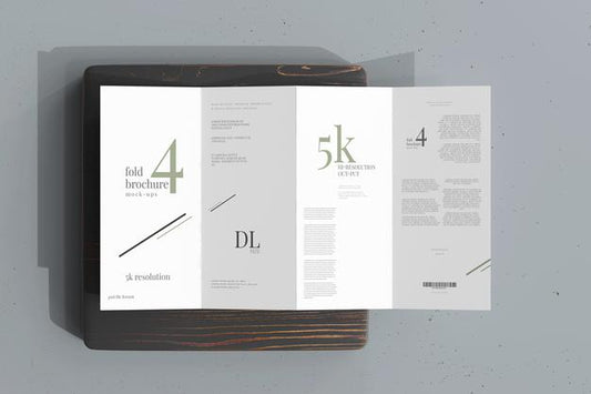Free Dl Size Four Fold Brochure Mockup Psd