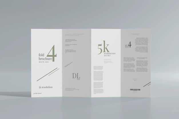 Free Dl Size Four Fold Brochure Mockup Psd