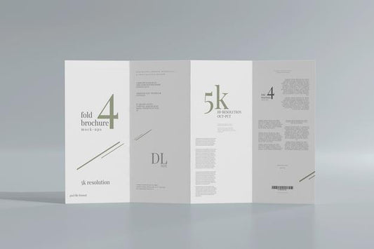 Free Dl Size Four Fold Brochure Mockup Psd