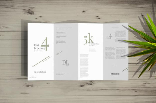 Free Dl Size Four Fold Brochure Mockup Psd