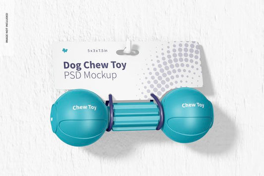 Free Dog Barbell Chew Toy Packaging Mockup, Hanging On Wall Psd