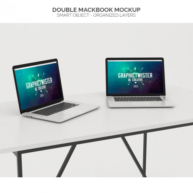 Free Double Macbook Mock Up Psd