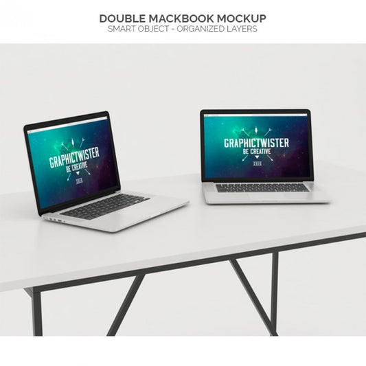 Free Double Macbook Mock Up Psd