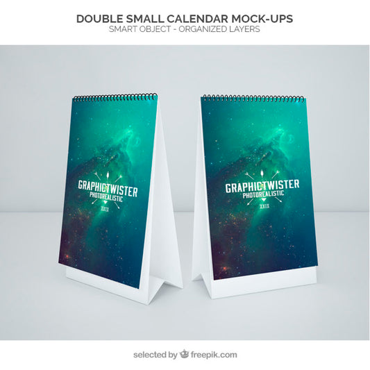 Free Double Small Calendar Mockup Psd
