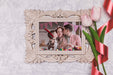 Free Easter Family Photo With Flowers Beside Psd