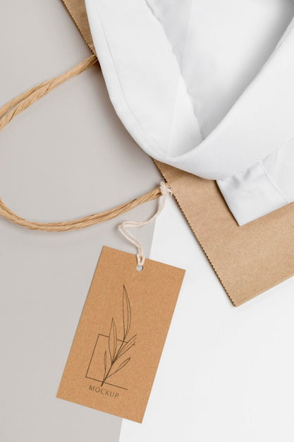 Free Eco-Friendly Price Tag And Paper Bag With Formal Shirt Mock-Up Psd