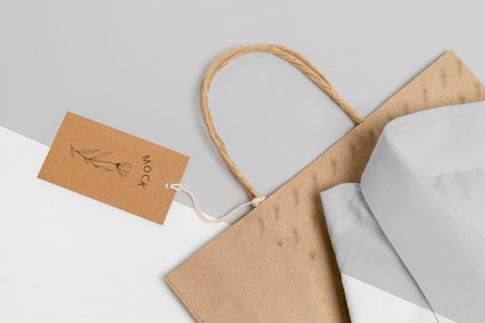 Free Eco-Friendly Price Tag And Paper Bag With Formal Shirt Mock-Up Psd