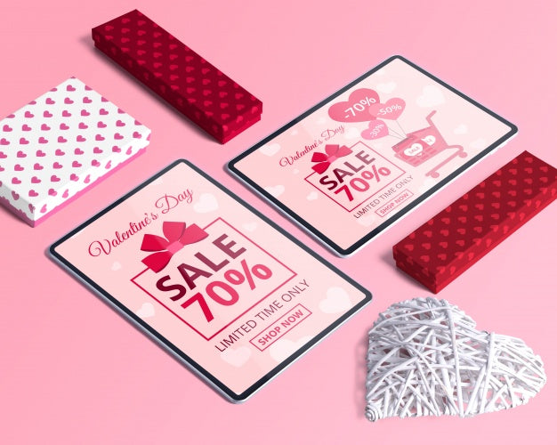 Free Editable Isometric Scene Creator Mockup With Valentines Day Concept Psd