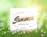 Free Editable Summer Mock Up With Blank Card Nestled In Grass With Daisies Psd