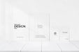 Free Editable Template Of Sheets And Visiting Cards In Front Of White Wall Psd