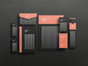 Free Elegant Black Stationary Set Mockup Psd