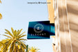 Free Elegant Blue Shop Sign Mockup Psd