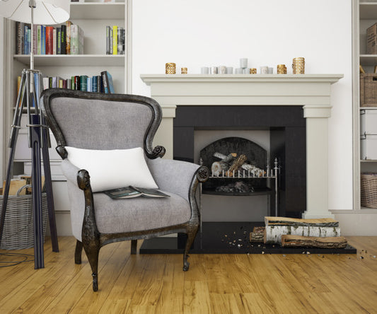 Free Elegant Living Room With Armchair, Fireplace And Mockup Wall Psd