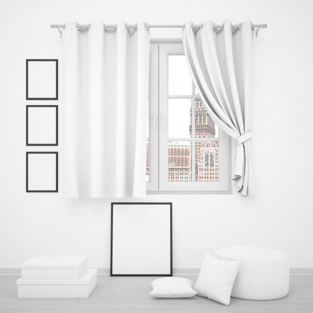 Free Elegant Window With Blank Photo Frames Around Psd