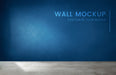 Free Empty Room With A Blue Wall Mockup