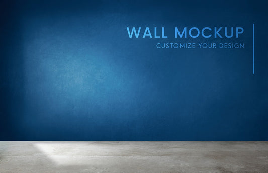 Free Empty Room With A Blue Wall Mockup