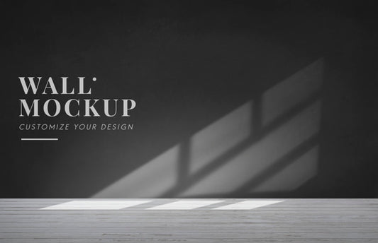 Free Empty Room With A Dark Gray Wall Mockup Psd
