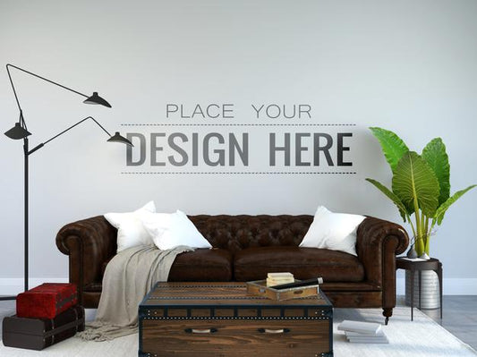Free Empty Wall Interior Furniture 3D Psd Mockup Psd