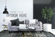 Free Empty Wall Interior Furniture 3D Psd Mockup Psd