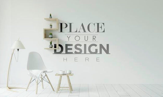 Free Empty Wall Interior Furniture 3D Psd Mockup Psd