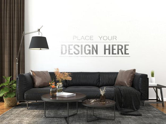 Free Empty Wall Interior Furniture 3D Psd Mockup Psd