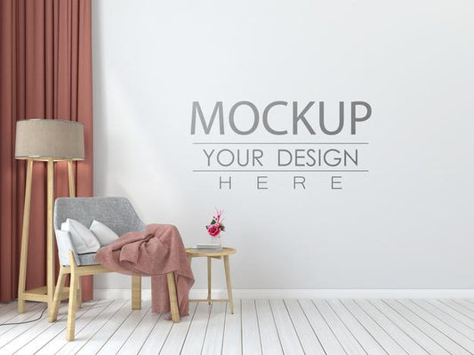 Free Empty Wall Interior Furniture 3D Psd Mockup Psd