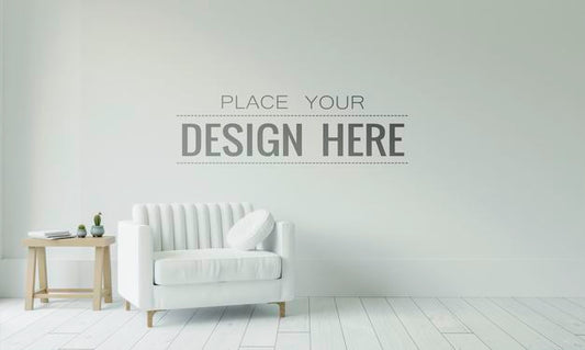 Free Empty Wall Interior Furniture 3D Psd Mockup Psd