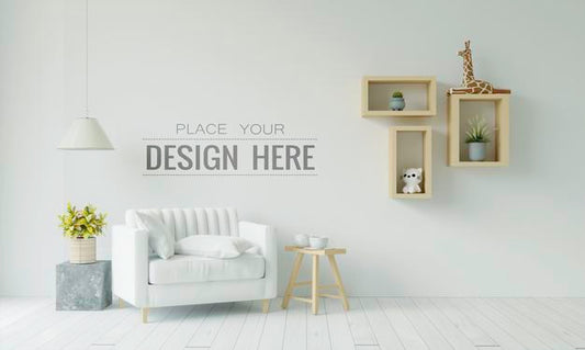 Free Empty Wall Interior Furniture 3D Psd Mockup Psd