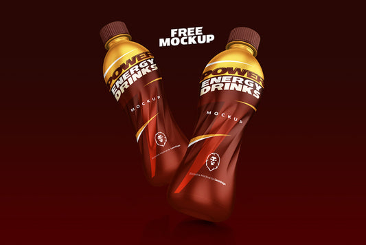 Free Energy Drink Bottle Mockup