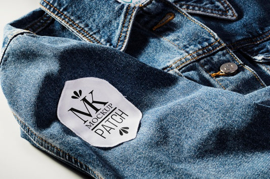 Free Fabric Clothing Patch Mock-Up On Denim Material Psd