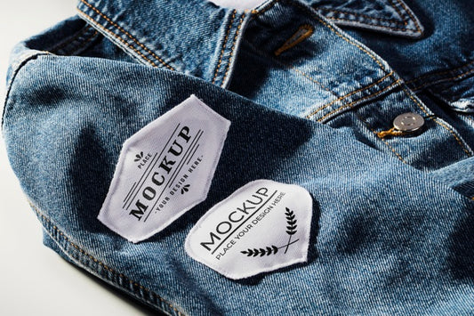 Free Fabric Clothing Patch Mock-Up On Denim Material Psd