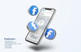 Free Facebook On Mobile Phone Mockup With 3D Icons Psd