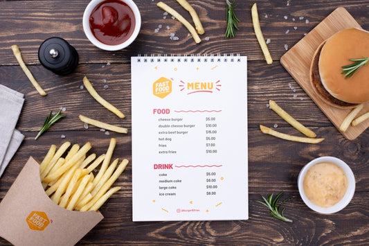 Free Fast Food Menu Concept Mock-Up Psd